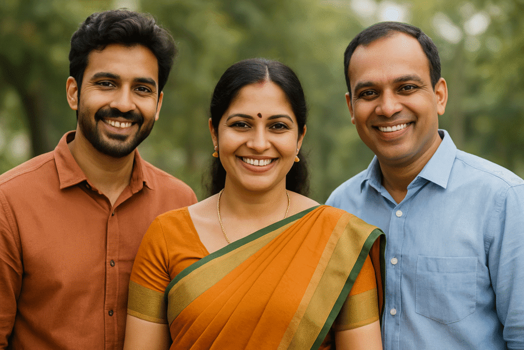 Two Indian Men With An Indian Women - AI Generated Image